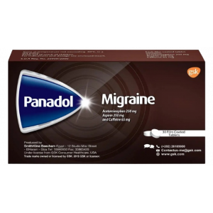 PANADOL MIGRAINE ( PARACETAMOL (ACETAMINOPHEN) 250 MG + ACETYLSALICYLIC ACID 250 MG + CAFFEINE 65 MG ) 30 FILM-COATED TABLETS